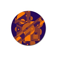 Blue And Orange Abstract Design Magnet 3  (round) by Valentinaart