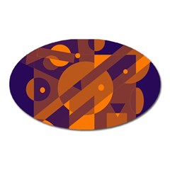 Blue And Orange Abstract Design Oval Magnet by Valentinaart