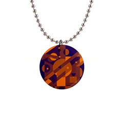 Blue And Orange Abstract Design Button Necklaces by Valentinaart