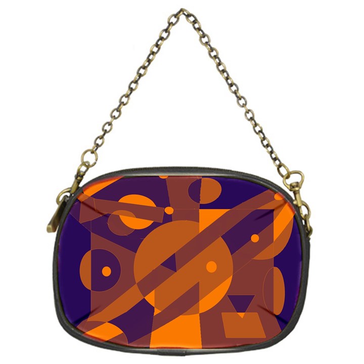 Blue and orange abstract design Chain Purses (One Side) 