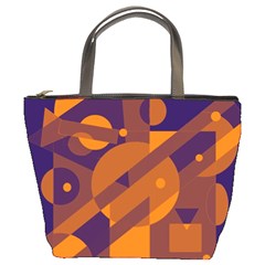 Blue And Orange Abstract Design Bucket Bags by Valentinaart