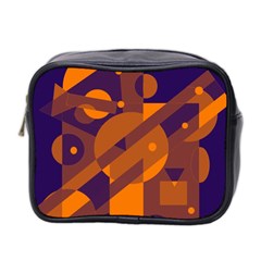 Blue And Orange Abstract Design Mini Toiletries Bag 2-side by Valentinaart