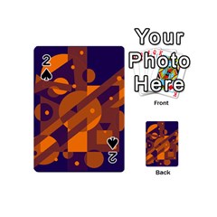 Blue And Orange Abstract Design Playing Cards 54 (mini)  by Valentinaart