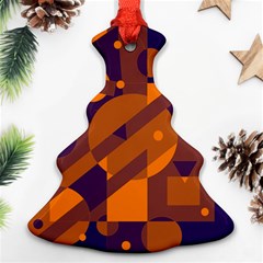 Blue And Orange Abstract Design Ornament (christmas Tree)