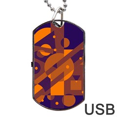 Blue And Orange Abstract Design Dog Tag Usb Flash (one Side)