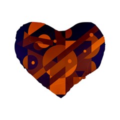 Blue And Orange Abstract Design Standard 16  Premium Heart Shape Cushions by Valentinaart