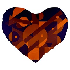 Blue And Orange Abstract Design Large 19  Premium Heart Shape Cushions by Valentinaart