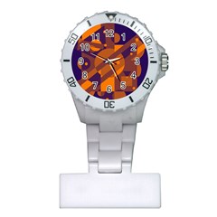 Blue And Orange Abstract Design Plastic Nurses Watch by Valentinaart