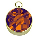 Blue and orange abstract design Gold Compasses Front