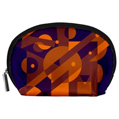 Blue And Orange Abstract Design Accessory Pouches (large)  by Valentinaart