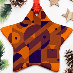 Orange And Blue Abstract Design Ornament (star)  by Valentinaart