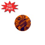 Orange and blue abstract design 1  Mini Magnets (100 pack)  Front