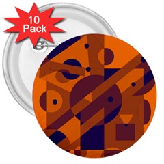 Orange And Blue Abstract Design 3  Buttons (10 Pack)  by Valentinaart