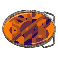 Orange And Blue Abstract Design Belt Buckles by Valentinaart