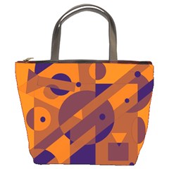 Orange And Blue Abstract Design Bucket Bags by Valentinaart