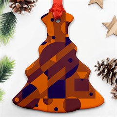 Orange And Blue Abstract Design Ornament (christmas Tree)