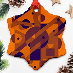 Orange And Blue Abstract Design Snowflake Ornament (2-side)