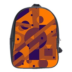 Orange And Blue Abstract Design School Bags (xl)  by Valentinaart