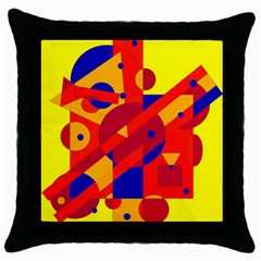 Colorful Abstraction Throw Pillow Case (black) by Valentinaart