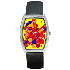 Colorful Abstraction Barrel Style Metal Watch by Valentinaart