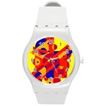 Colorful abstraction Round Plastic Sport Watch (M) Front