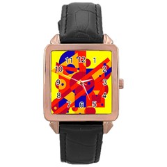 Colorful Abstraction Rose Gold Leather Watch  by Valentinaart