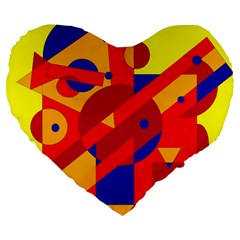 Colorful Abstraction Large 19  Premium Flano Heart Shape Cushions