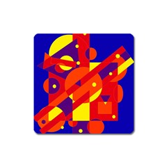 Blue And Orange Abstract Design Square Magnet by Valentinaart