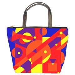 Blue And Orange Abstract Design Bucket Bags by Valentinaart