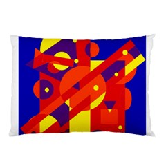 Blue And Orange Abstract Design Pillow Case by Valentinaart