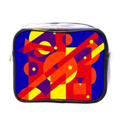 Blue And Orange Abstract Design Mini Toiletries Bags by Valentinaart