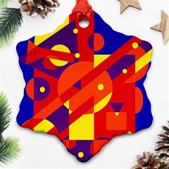 Blue And Orange Abstract Design Ornament (snowflake) 