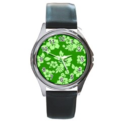 Green Hawaiian Round Metal Watch by AlohaStore