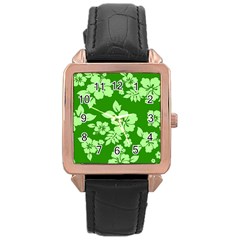 Green Hawaiian Rose Gold Leather Watch  by AlohaStore