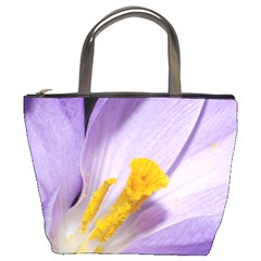 Purple Crocus Closeupl Bucket Bags by PhotoThisxyz