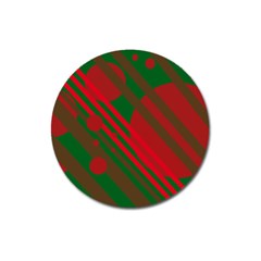 Red And Green Abstract Design Magnet 3  (round) by Valentinaart