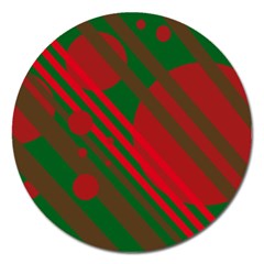 Red And Green Abstract Design Magnet 5  (round) by Valentinaart