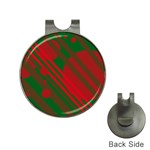 Red and green abstract design Hat Clips with Golf Markers Front