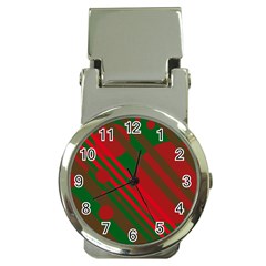 Red And Green Abstract Design Money Clip Watches by Valentinaart