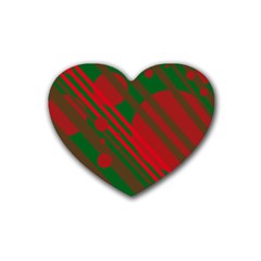 Red And Green Abstract Design Rubber Coaster (heart)  by Valentinaart