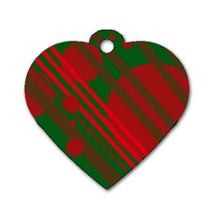 Red And Green Abstract Design Dog Tag Heart (two Sides) by Valentinaart