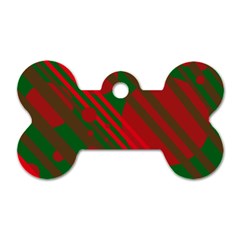 Red And Green Abstract Design Dog Tag Bone (one Side) by Valentinaart