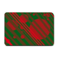 Red And Green Abstract Design Small Doormat  by Valentinaart