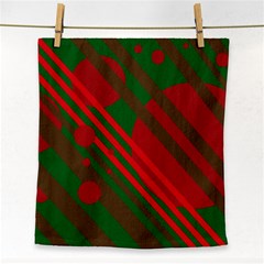 Red And Green Abstract Design Face Towel by Valentinaart