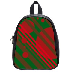 Red And Green Abstract Design School Bags (small)  by Valentinaart