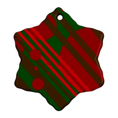 Red And Green Abstract Design Snowflake Ornament (2-side)