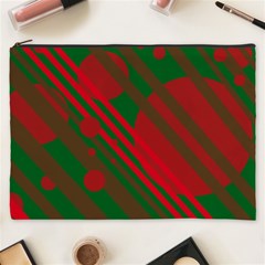 Red And Green Abstract Design Cosmetic Bag (xxxl)  by Valentinaart