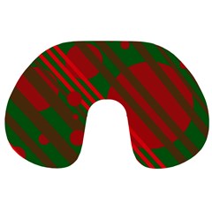 Red And Green Abstract Design Travel Neck Pillows