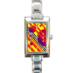 Hot Circles And Lines Rectangle Italian Charm Watch by Valentinaart