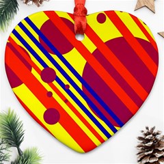 Hot Circles And Lines Heart Ornament (2 Sides) by Valentinaart